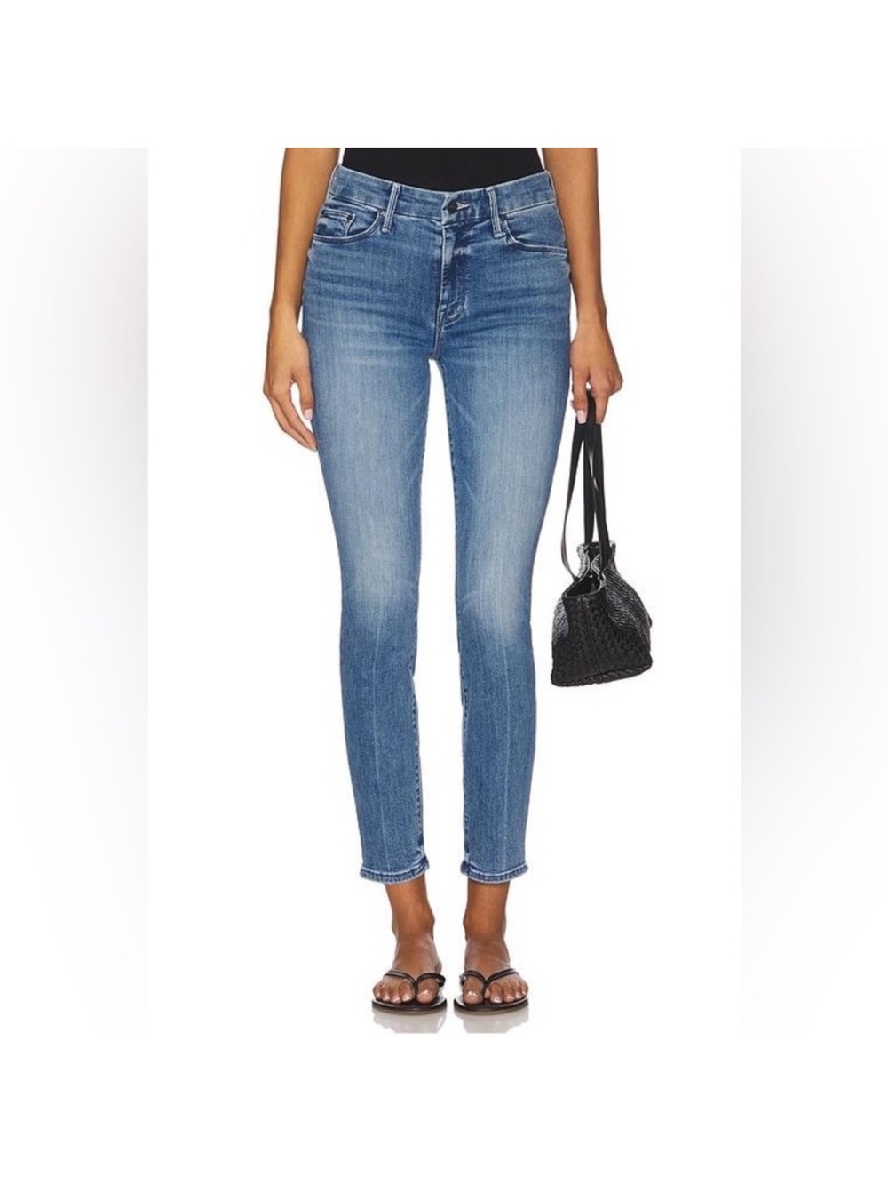 Mother Looker Mid Rise Ankle Fray Jeans